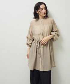 Green Parks バンドカラー比翼タック袖チュニック