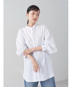 earth music&ecology バンドカラーストライプシャツ