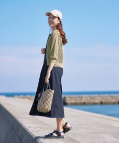 Tiaclasse L 【新色追加・洗える】パフスリーブ透かし編みニットカーディガン