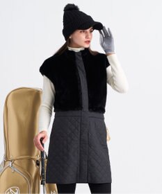 23区GOLF 【WOMEN】ファー＆キルトコンビワンピース ブラック系