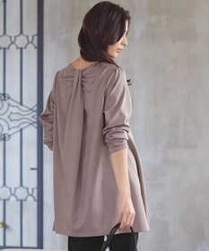 Tiaclasse 【洗える】キーネックバックツイストポンチチュニックブラウス