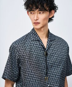 JOSEPH HOMME 【HIGH GRADE LINE】カスリシェブロンジャガード　オープンカラー半袖シャツ