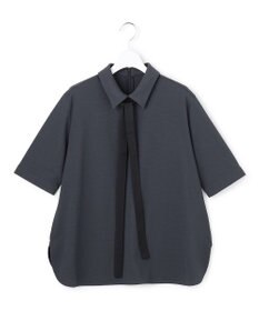 ICB 【先行予約・WEB限定カラーあり】マラボーテライトジョーゼット 半袖ボウタイ付きシャツカラートップス