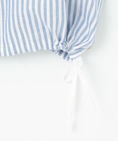 J.PRESS LADIES 【洗える・接触冷感・吸水速乾】麻STRIPE バンドカラー シャツ ブラウス