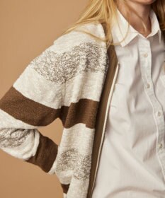 JOSEPH ABBOUD MOUNTAIN 【イタリア糸使用】 コットンスラブボーダー Vネック カーディガン