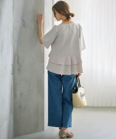 組曲 L 【接触冷感・吸湿・UVカット】ジョーゼットジャージーフリルブラウス