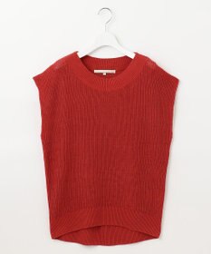 自由区 L 【洗える】リネンミドルゲージ ニットベスト