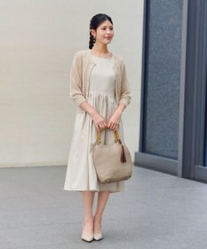 Tiaclasse L 【新色追加・洗える】パフスリーブ透かし編みニットカーディガン