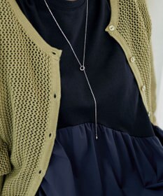 Tiaclasse L 【新色追加・洗える】パフスリーブ透かし編みニットカーディガン