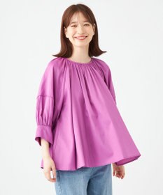 SHARE PARK LADIES コットンサテンランタンスリーブブラウス