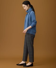 自由区 L 【19号サイズまで展開】TRギャバ裏起毛チェック柄テーパード パンツ