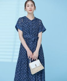 組曲 S 【WEB限定】フラワーボーダージャガードプリント ワンピース