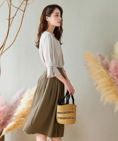 Tiaclasse 【洗える】体型カバーも叶う麻調フレアタックスカート