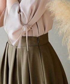 Tiaclasse 【洗える】体型カバーも叶う麻調フレアタックスカート