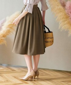 Tiaclasse 【洗える】体型カバーも叶う麻調フレアタックスカート