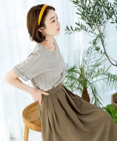 Tiaclasse 【洗える】体型カバーも叶う麻調フレアタックスカート