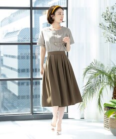 Tiaclasse 【洗える】体型カバーも叶う麻調フレアタックスカート