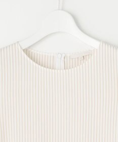 自由区 S 【接触冷感・UVカット・洗える】ストライプコットンハイゲージフレアスリーブ カットソー