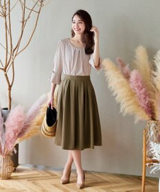 Tiaclasse 【洗える】体型カバーも叶う麻調フレアタックスカート