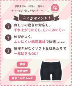 Wing ジュニア オーバーパンツ Wing Teen おしりにくいこみにくい ムレにくい(身生地部) 【non!PKパンツ】 はきこみ丈ふかめ RJ4300 ウイング／ワコール