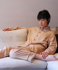 京和晒綿紗 【紗栄子さん愛用パジャマの色違い/UNISEX】ガーゼパジャマ 2重合わせ 柿渋