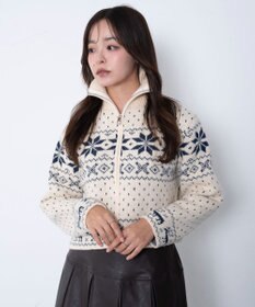 WEGO ユキガラダブルジップカーデ