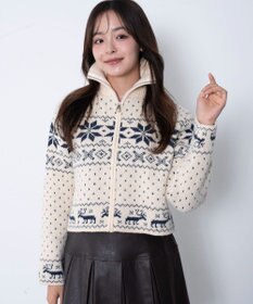 WEGO ユキガラダブルジップカーデ