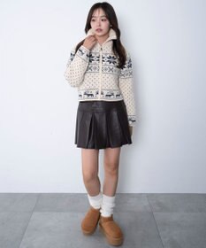 WEGO ユキガラダブルジップカーデ