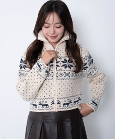 WEGO ユキガラダブルジップカーデ