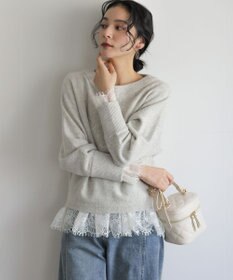 組曲 レースコンビ ロングTシャツ