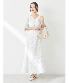 earth music&ecology 袖ドロストフラワーワンピース