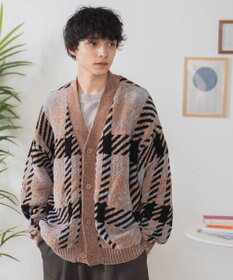 WEGO ベロアモール総柄カーディガン