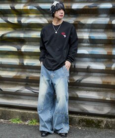 WEGO 【ユニセックス着用ITEM/MLサイズ展開】別注BENDAVISハートワンポイント刺繍T（LS）