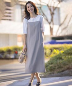 J.PRESS LADIES S 【洗える・UVカット・接触冷感】ストレッチバックサテン キャミワンピース