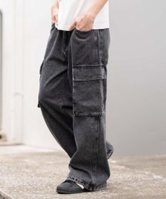 WEGO ローライズバギーフレアデニムカーゴパンツ