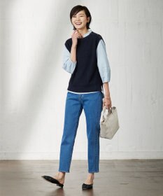 J.PRESS LADIES L コンビジャージー フリルネック カットソー