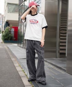 WEGO ローライズバギーフレアデニムカーゴパンツ