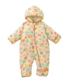 MIKI HOUSE HOT BISCUITS 【70-100cm】 カラフルビーンズ 総柄中綿ジャンプスーツ