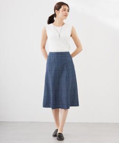 J.PRESS LADIES L 【洗える】ブロックドットプリント フレアー スカート