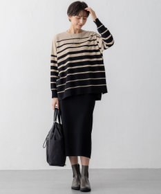23区 【洗える】プレミアムビオコットン ボーダー ワイド ニット