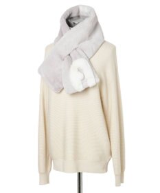 MOONBAT FURLA バイカラーロゴフェイクファーマフラー