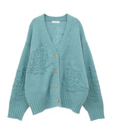 Green Parks ・ｓｗｉｎｇ　ｂｙ　バラ柄ニットカーディガン