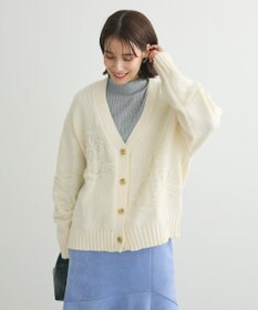 Green Parks ・ｓｗｉｎｇ　ｂｙ　バラ柄ニットカーディガン