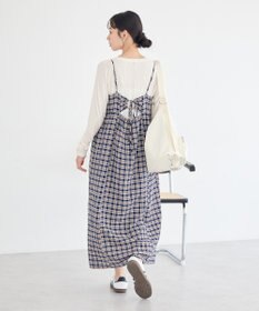 earth music&ecology シャーリングラメチェックキャミワンピース
