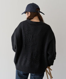 Green Parks ・ｓｗｉｎｇ　ｂｙ　バラ柄ニットカーディガン