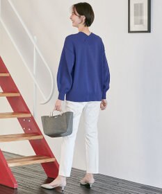 自由区 【XSサイズ～/洗える】コットンブレンドコード Vネックニット