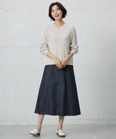 J.PRESS LADIES 【洗える】GIZA MERCERIZE COTTON ケーブル ニット