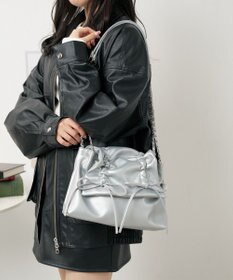 WEGO ギャザーリボンフラップバッグ