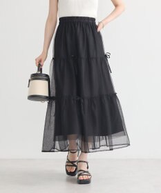 earth music&ecology リボンチュールティアードスカート