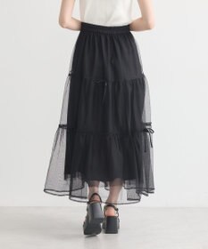 earth music&ecology リボンチュールティアードスカート